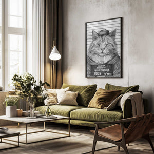 Tablou înramat „Cat In A Police Lineup” de Mike Koubou