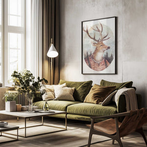 Tablou înramat „Deer In A Rustic Outfit” de Mike Koubou