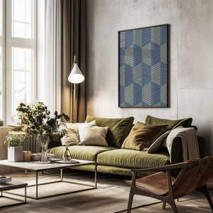 Tablou înramat „Geometric Pattern with Repeating Rhombus Shapes” de Annick