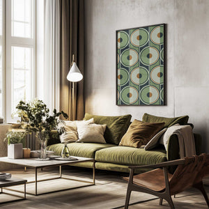 Tablou înramat „Retro Circles Green” de Alexandra Weise