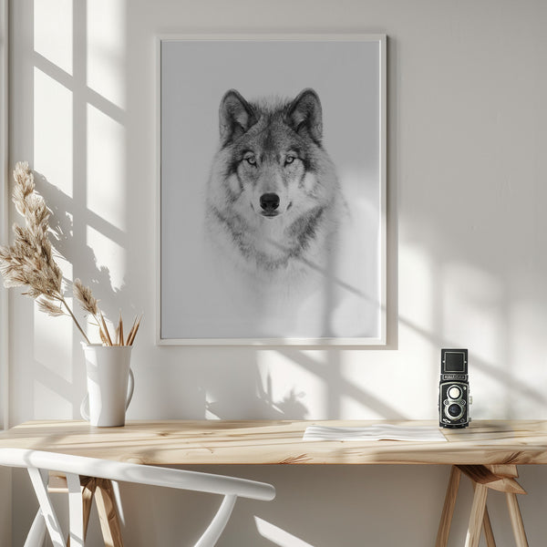 Tablou înramat „Portrait of a Timber Wolf” de Jim Cumming