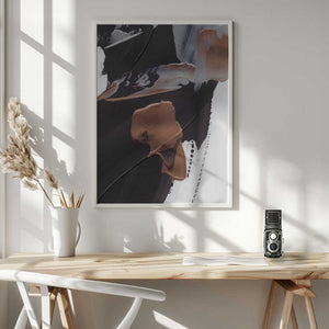 Tablou înramat „Dynamic Brushstrokes in Brown and Copper” de uplusmestudio