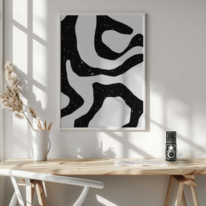 Tablou înramat „Organic Black Forms with Speckled Patterns” de uplusmestudio