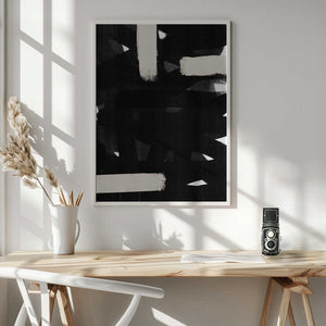 Tablou înramat „Monochrome Brushstrokes” de uplusmestudio