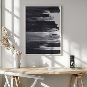 Tablou înramat „Monochrome Brushstrokes” de uplusmestudio