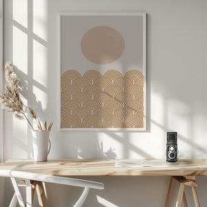 Tablou înramat „Golden Sun Waves” de THE MIUUS STUDIO