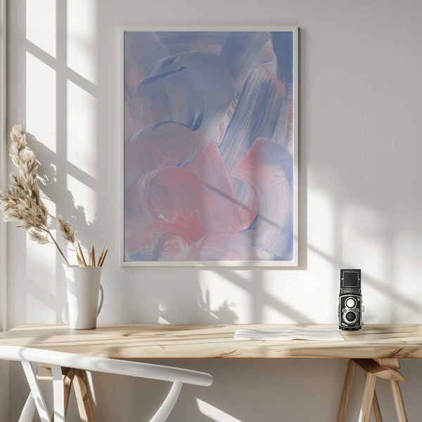Tablou înramat „Pastel Brushstrokes In Blue And Pink Hues” de uplusmestudio