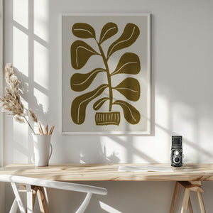 Tablou înramat „Linocut Houseplant #2” de Alisa Galitsyna