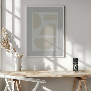 Tablou înramat „Geometric Shapes In A Monochrome Palette” de uplusmestudio