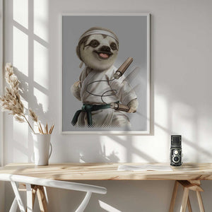 Tablou înramat „karate sloth” de Adam Lawless