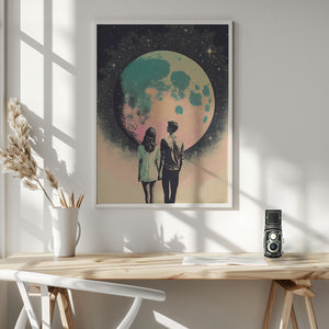 Tablou înramat „Lunar Lovers' Journey” de Treechild