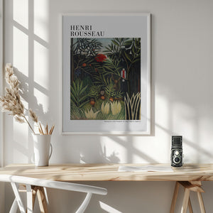 Tablou înramat „Monkeys And Parrot In The Virgin Forest” de Henri Rousseau