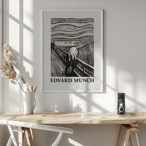 Tablou înramat „Skriet- The Scream - Monochrome Version” de Edvard Munch