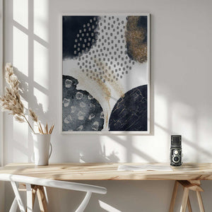 Tablou înramat „Abstract Black and Gold-3” de Sally Ann Moss