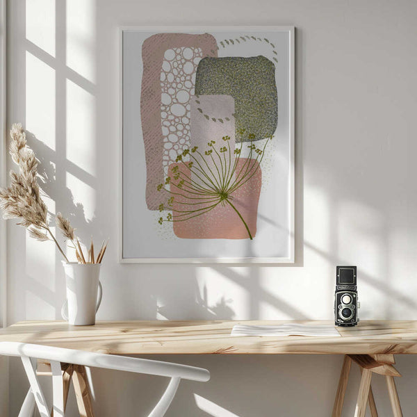 Tablou înramat „Delicate Pink and Green-2” de Sally Ann Moss