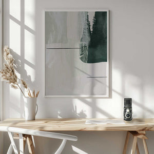 Tablou înramat „Abstract Shapes in Green-2” de Sally Ann Moss