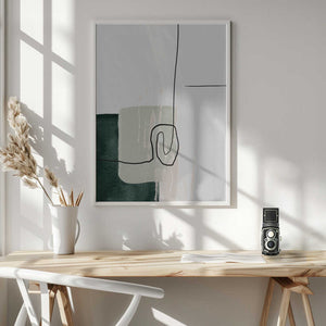 Tablou înramat „Abstract Shapes in Green-1” de Sally Ann Moss