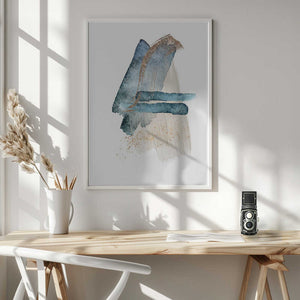 Tablou înramat „Atlantic Blue Abstract-3” de Sally Ann Moss