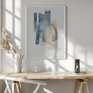 Tablou înramat „Atlantic Blue Abstract-2” de Sally Ann Moss