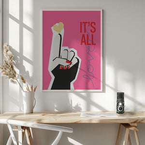 Tablou înramat „It's All Love Hand Pink” de Frances Collett