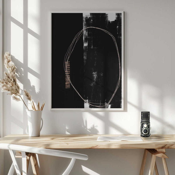 Tablou înramat „Abstract Black And White Artwork” de uplusmestudio