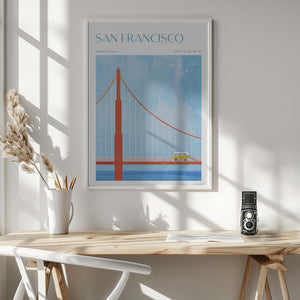 Tablou înramat „San Francisco, Golden Gate Bridge” de longwayhome