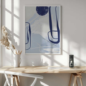 Tablou înramat „Lines of Blue-3” de Sally Ann Moss