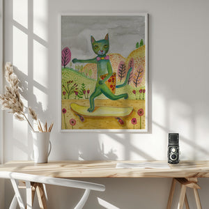Tablou înramat „Pizza Cat” de Sharyn Bursic