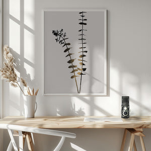 Tablou înramat „Eucalyptus Dark Gold” de Kubistika