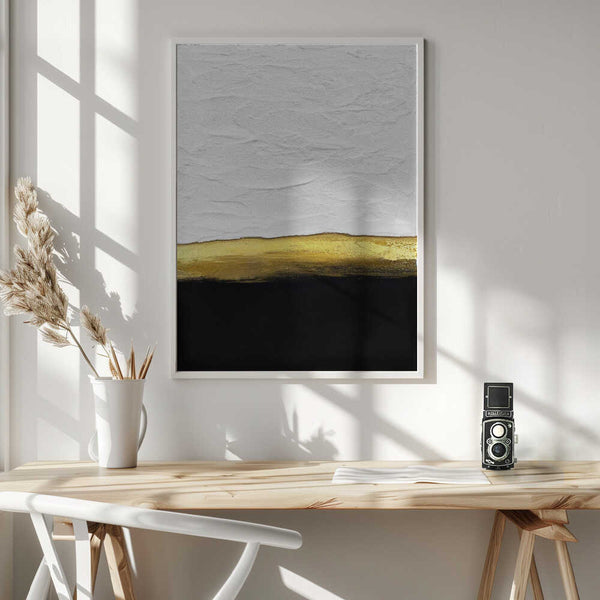 Tablou înramat „Black and White Golden Night” de Alyson Storms