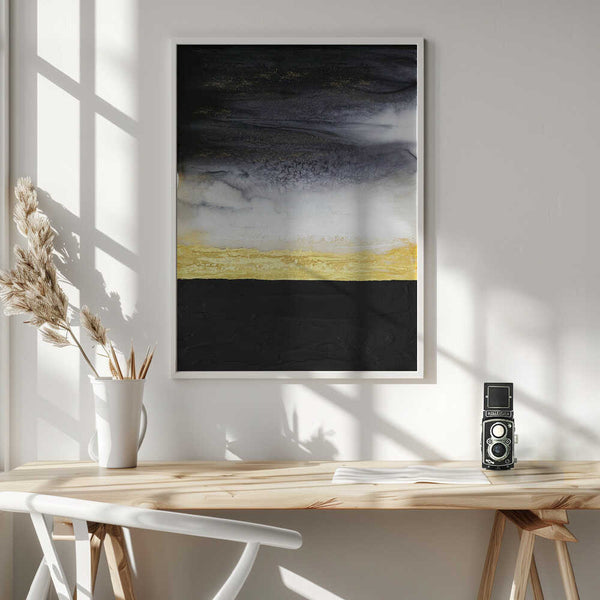 Tablou înramat „Noir and Gold” de Alyson Storms