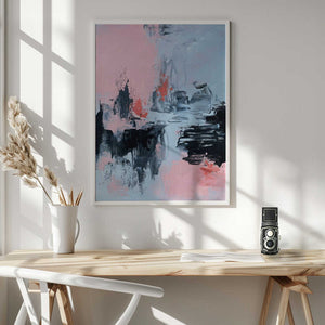 Tablou înramat „Pink and Grey Abstract 2” de Alyson Storms