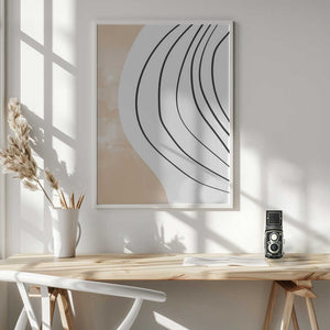 Tablou înramat „Beige Black Line Art” de Melloi Art Prints