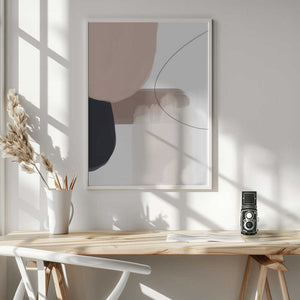 Tablou înramat „Abstract Beige Black Art” de Melloi Art Prints