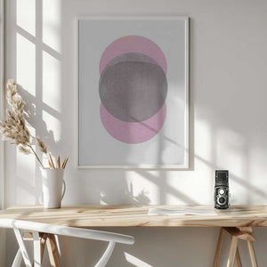 Tablou înramat „Gray Pink Circles” de Louise van Terheijden