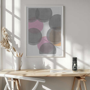 Tablou înramat „Gray Pink Circles Ii” de Louise van Terheijden