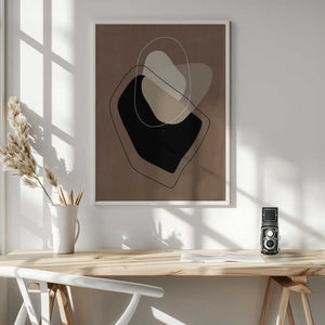 Tablou înramat „Layered Organic Shapes in Neutral Tones” de Elena Ristova