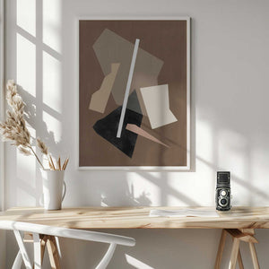 Tablou înramat „Brown Paper Cuts Painting” de Elena Ristova