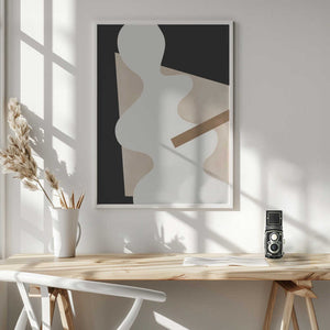 Tablou înramat „Beige Graphic Curves Art” de Elena Ristova