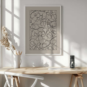 Tablou înramat „Seamless Pattern of Outlined Flowers” de Elena Ristova