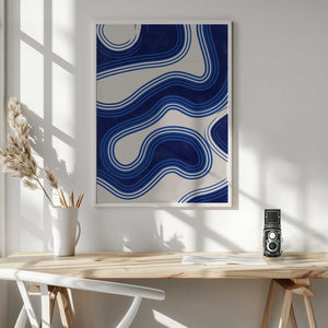 Tablou înramat „Blue Wave Patterns” de Elena Ristova