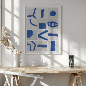 Tablou înramat „Minimalist Blue Brushstrokes” de Elena Ristova