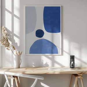 Tablou înramat „Blue Harmony Shapes” de Elena Ristova