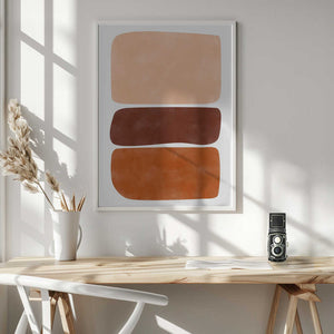 Tablou înramat „Three Stacked Earthy Toned Rectangles” de Elena Ristova