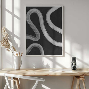 Tablou înramat „Curved Monochrome Paths” de Elena Ristova