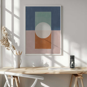 Tablou înramat „Geometric Shapes And A Muted Color Palette” de Elena Ristova