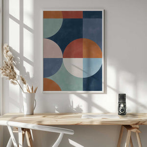 Tablou înramat „Geometric Shapes With Bold Circles” de Elena Ristova