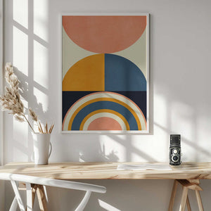 Tablou înramat „Rainbow Plus Shapes  Blue Mustard10” de Ana Rut Bre