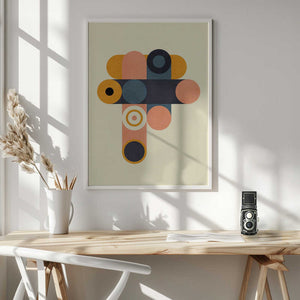 Tablou înramat „Rainbow Plus Shapes  Blue Mustard8” de Ana Rut Bre