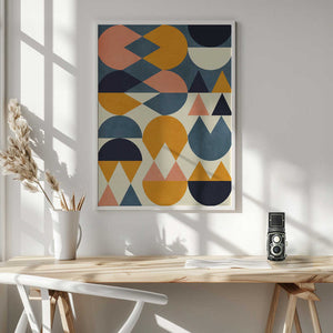 Tablou înramat „Rainbow Plus Shapes  Blue Mustard6” de Ana Rut Bre